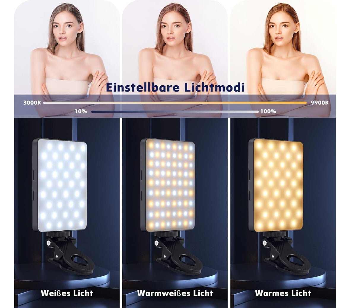 Selfie Licht mit Clip, 72 LED Videolicht