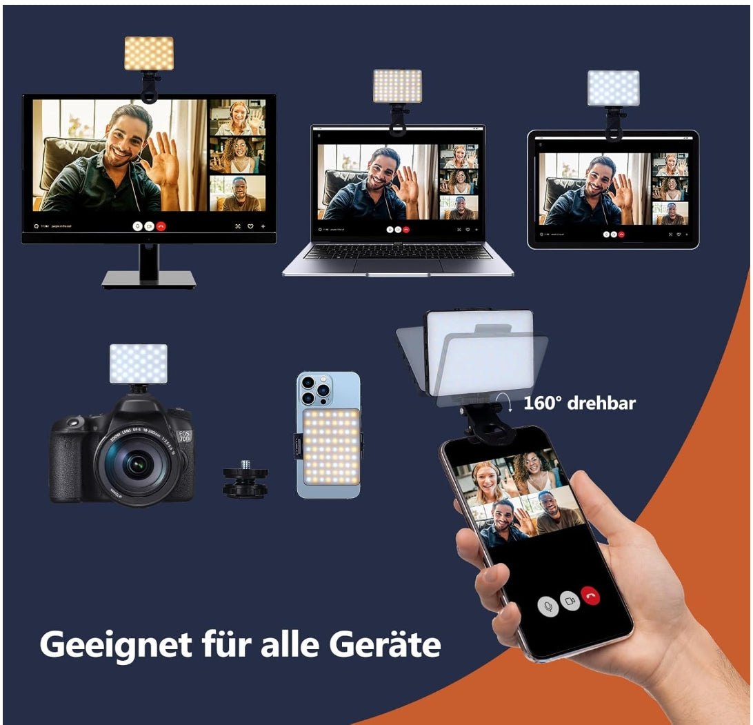 Selfie Licht mit Clip, 72 LED Videolicht